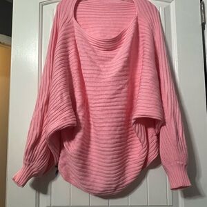 SHEIN Pink Off-the-Shoulder Sweater with Ribbed Texture